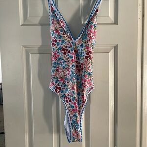 SHEIN Floral One Piece Swimsuit - Multicolor. High cut.